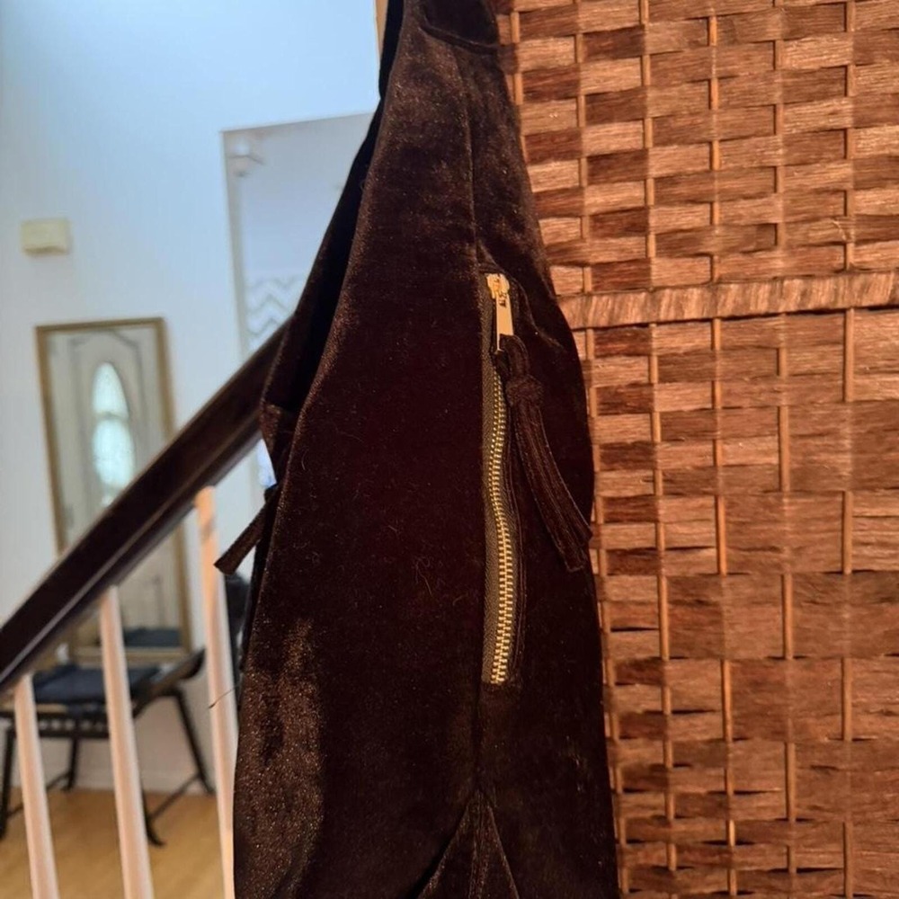 Tabitha Webb Hobo Bag Black Velvet Slouchy Shoulder Bag Large O/S - Picture 4 of 5